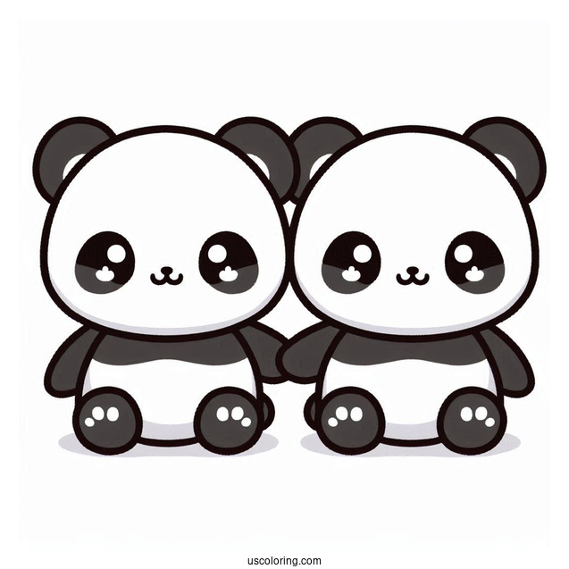 Two Cute Kawaii Pandas