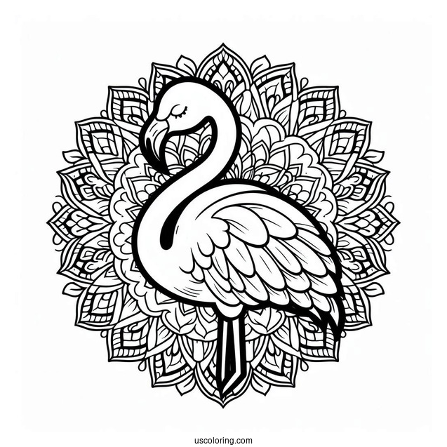 Flamingo Mandala Coloring Page