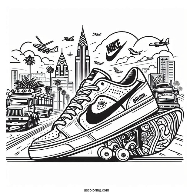 Nike Coloring Page Of SB Men s Bruin React On Skateboard