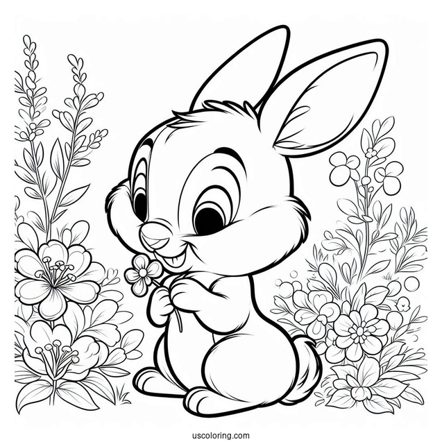 Thumper Rabbit Coloring Page For Preschoolers
