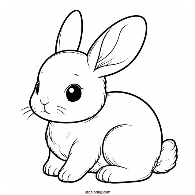 Easy Outline Of Baby Rabbit For Kids