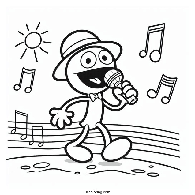 Sing Coloring Page Of Simple Eddie Noodleman Walking