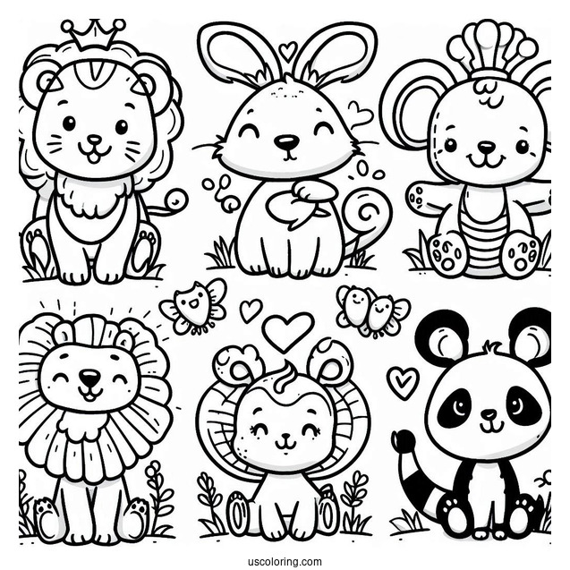 All Smiling Critters Coloring Page For Kids