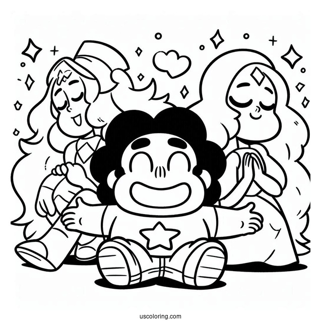 Happy Adult Steven Universe Coloring Page For Preschoolers