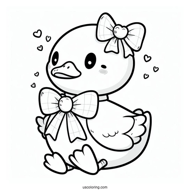 Cute Coloring Page Duck Wearing A Bowtie