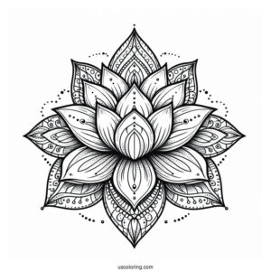 Magical Lotus Flower Mandala Coloring Page