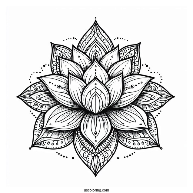 Magical Lotus Flower Mandala Coloring Page