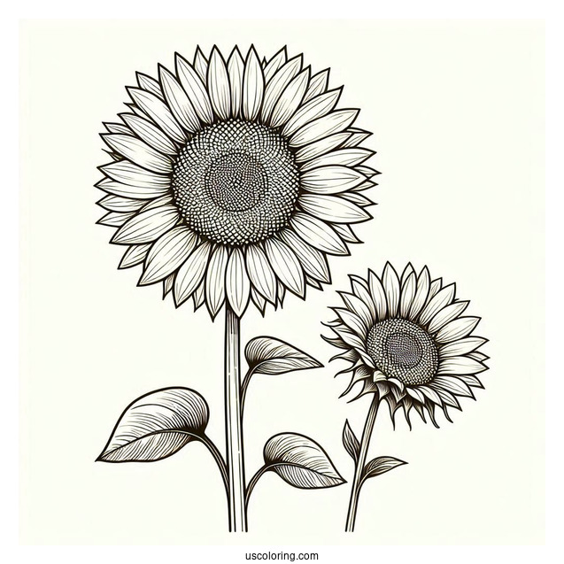 Tall Sunflower With Seeds Coloring In