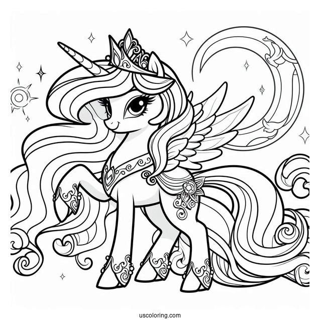 Elegant Princess Celestia Coloring Page