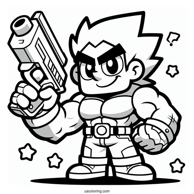 Brawl Stars Coloring Page Of Brock Holding Up Gun