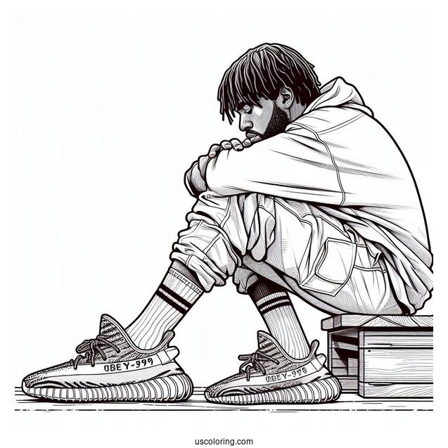 Man Wearing Yeezy Mono Safflower With Adidas Socks