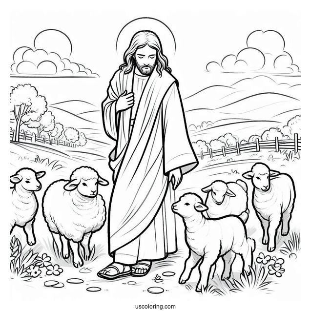 Jesus Coloring Page Finding The Missing Lamb For Kids