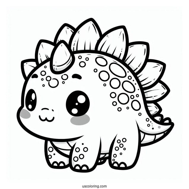 Kawaii Chibi Stegosaurus Coloring Page For Preschoolers