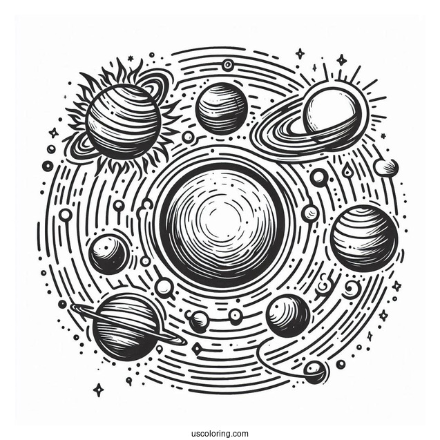 Simple Solar System Coloring Picture