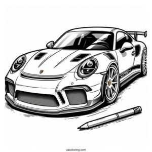 Easy Porsche Coloring Page GT3 RS For Kids
