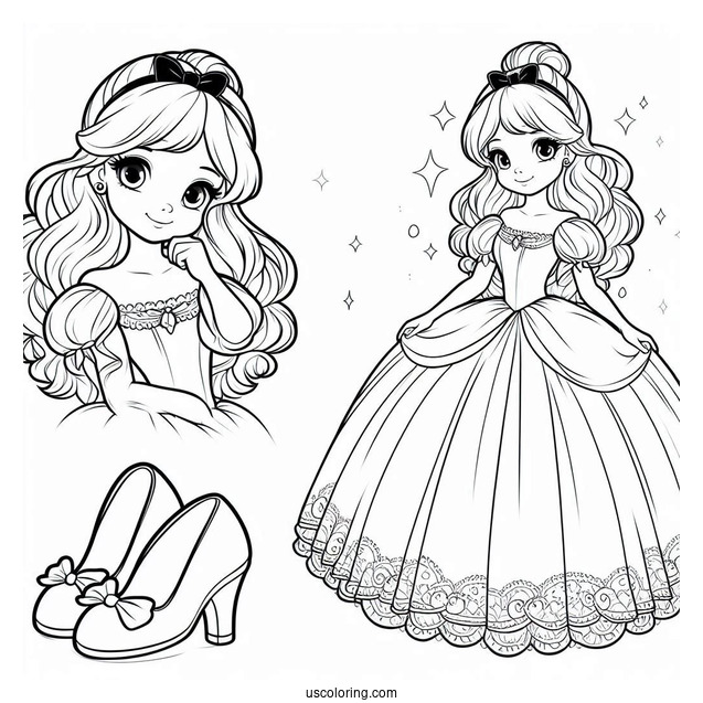Cinderella In Normal Clothes Coloring Picture