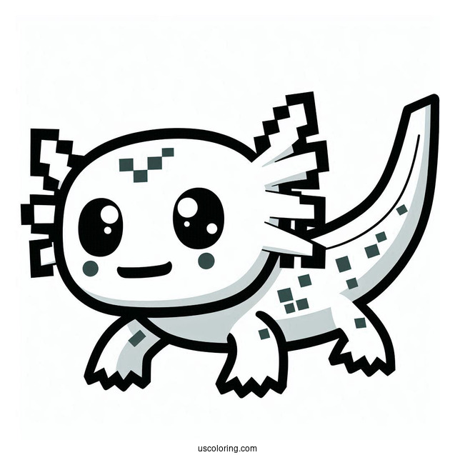 Easy Minecraft Axolotl Coloring Page For Kids
