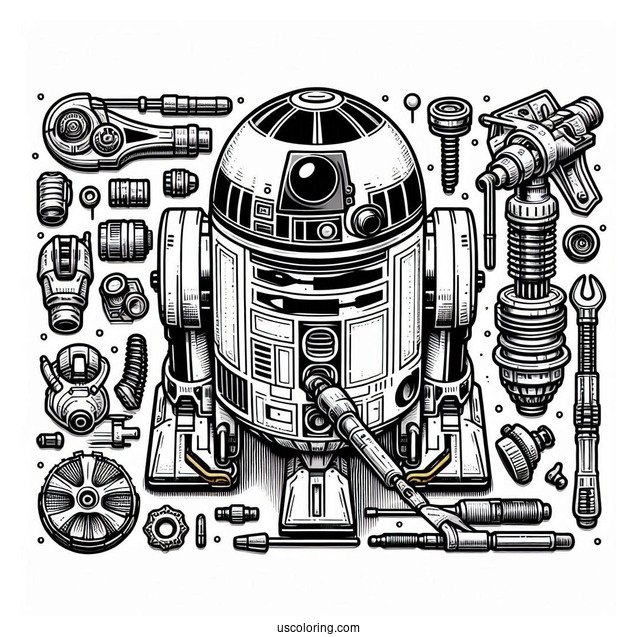 R2-D2 Coloring Page Fixing Engine