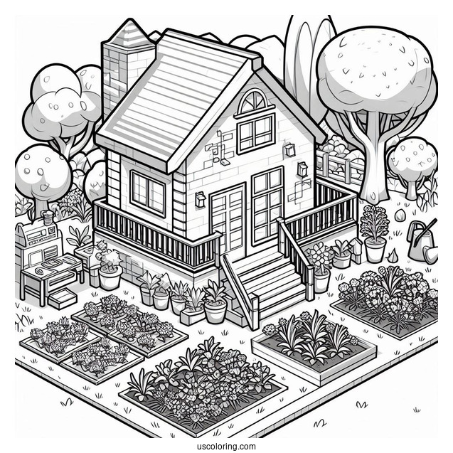 Roblox House Gardening Coloring Sheet