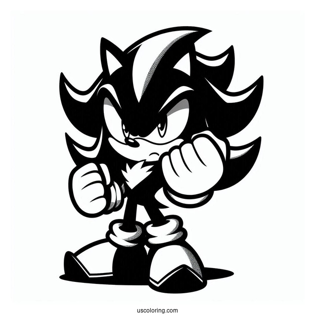 Angry Shadow Coloring Page Making A Fist