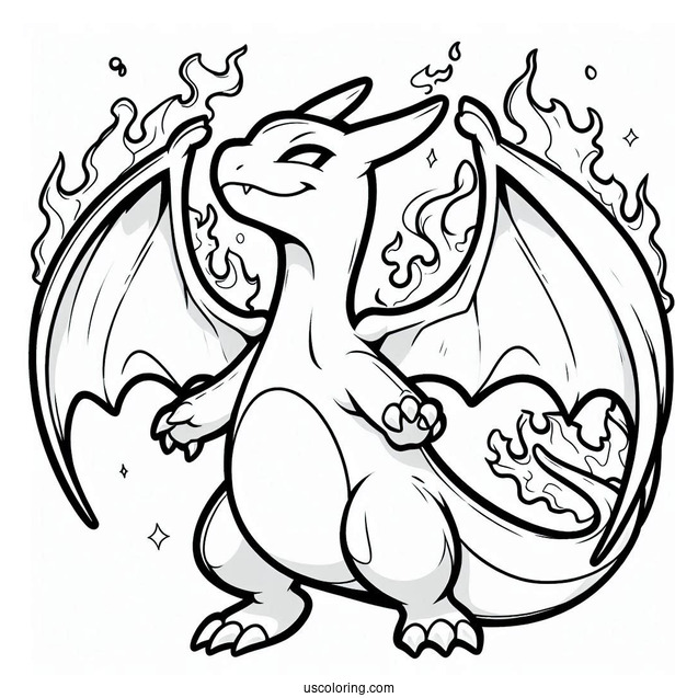 Fire Themed Charizard Pokemon To Color
