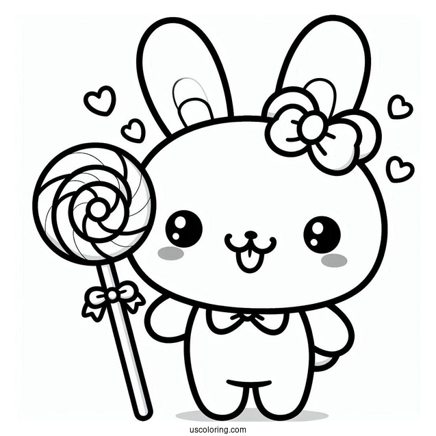 Sunny Bunnies Coloring Page Of Kawaii Big Boo With Lollipop For Kids
