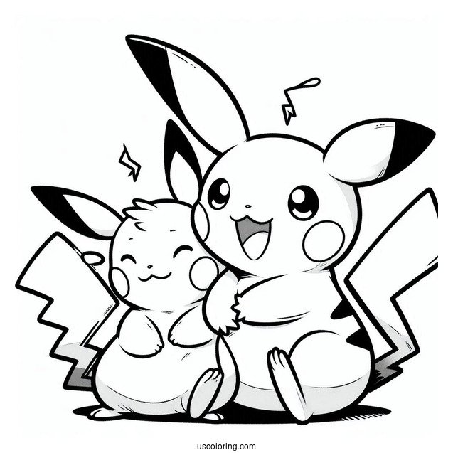 Happy Pikachu And Raichu Coloring Page Pokemon Poster