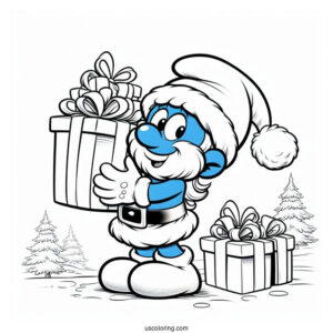 Santa Smurf Carrying Christmas Presents