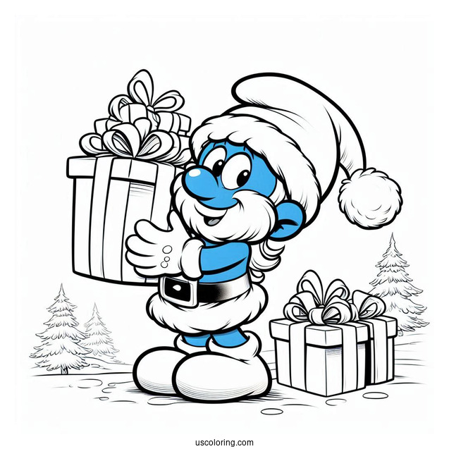 Santa Smurf Carrying Christmas Presents