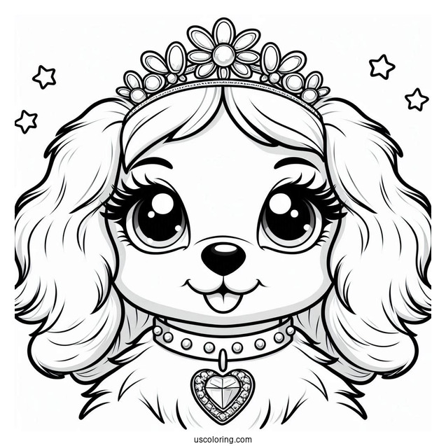 Palace Pets Coloring Page Of Cute Daisy With Diamond Collar