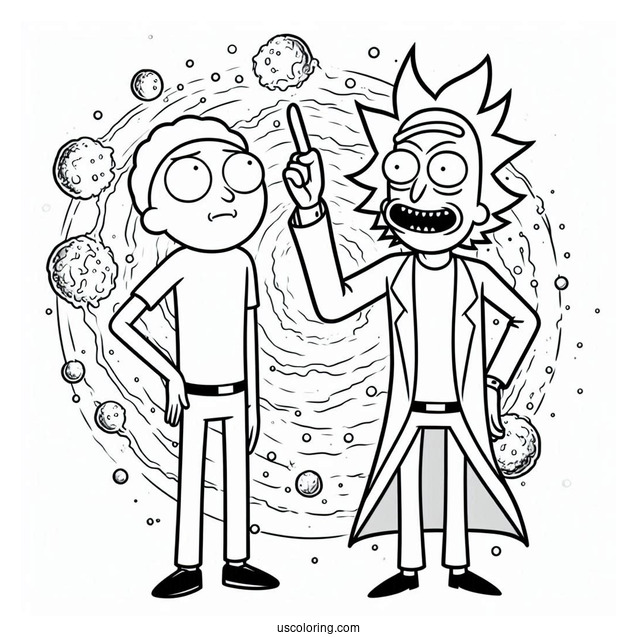 Rick Lecturing Morty Coloring Page