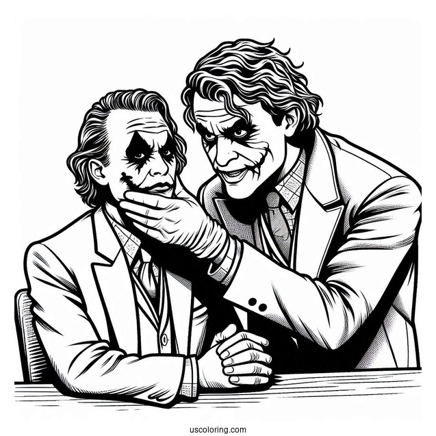 Batman Interrogating The Joker Coloring Sheet