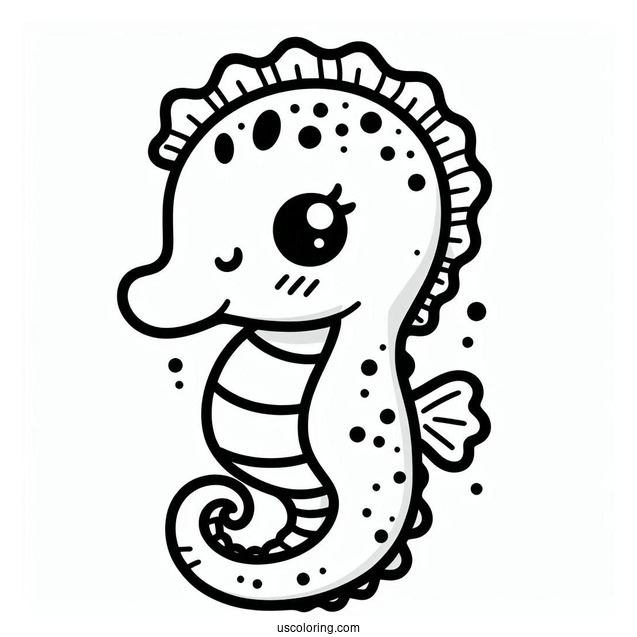 Kawaii Seahorse Coloring Page