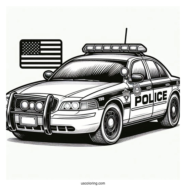 US Police Car Coloring Page