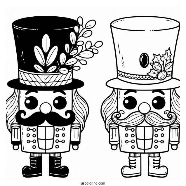 Cute Nutcracker Coloring Page With Top Hat And Mustache For Kids