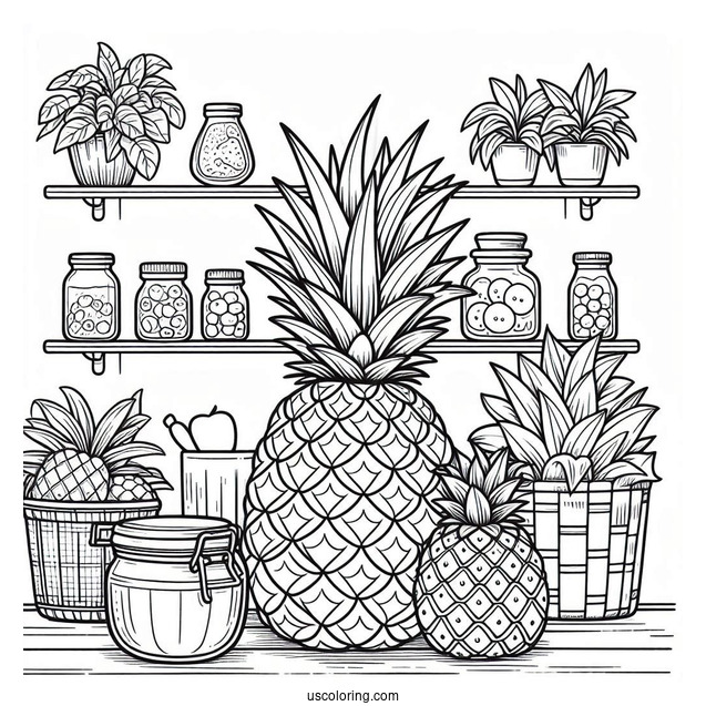 Pineapples Sitting On Shelves Coloring