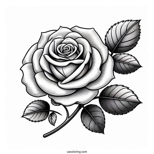 Realistic Rose Coloring Page