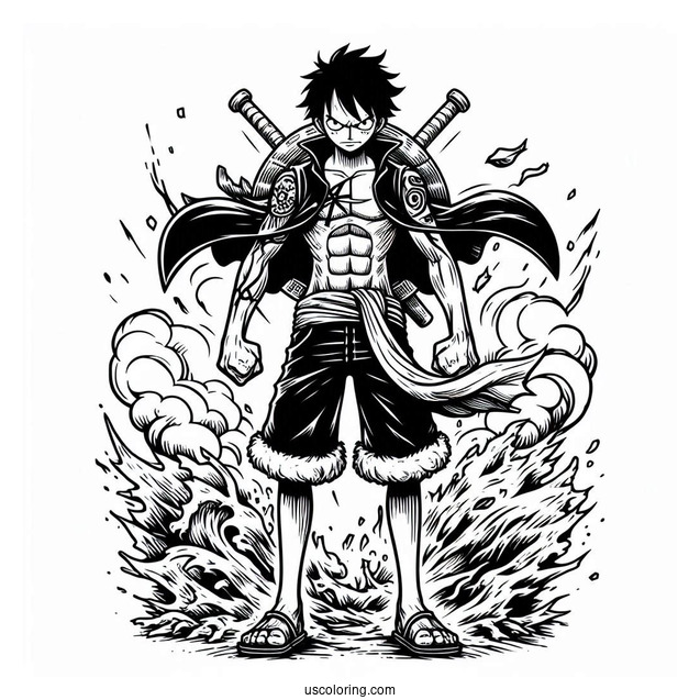 Powerful Luffy Coloring Page In 5th Gear Style