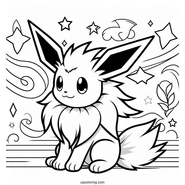 Simple Jolteon Coloring Page Outline For Preschoolers