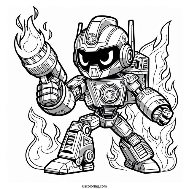 Rescue Bots Coloring Page Heatwave Punching The Air