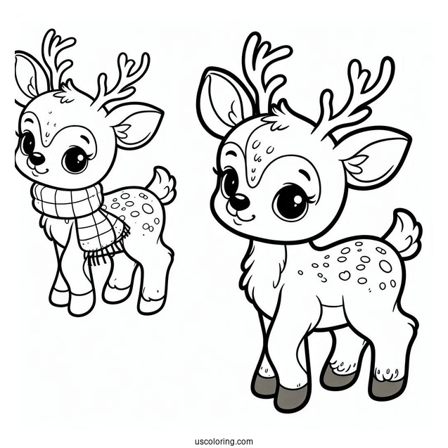 Cute Baby Reindeer To Color For Kids