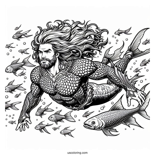 Aquaman Coloring Page Swimming With Mera