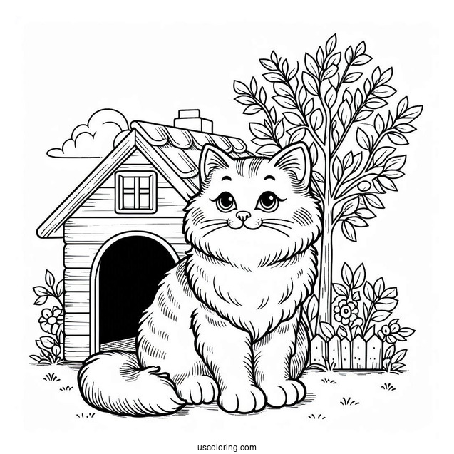 Cat Sitting Outside Cat House