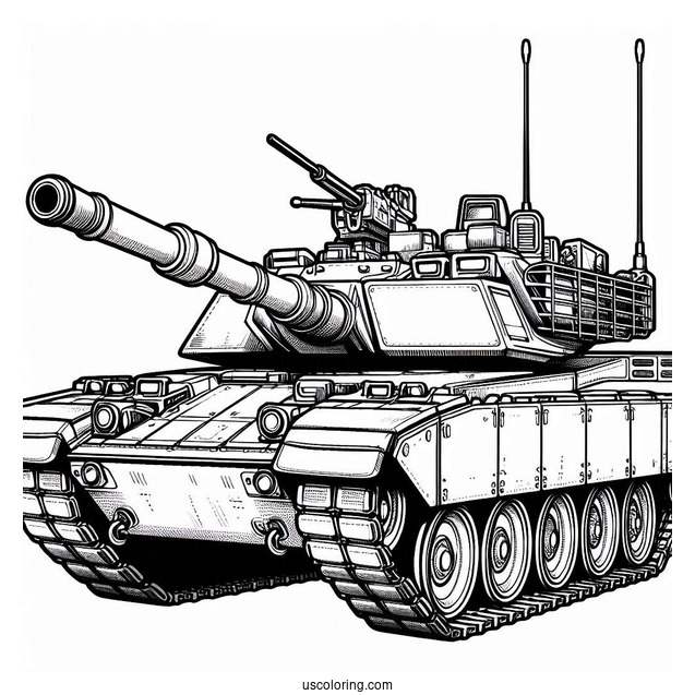 Coloring Page of Military Tank on Standby