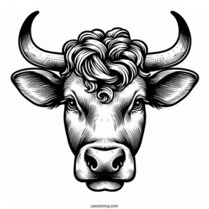 Close Up Of Bull Horns Coloring Sheet