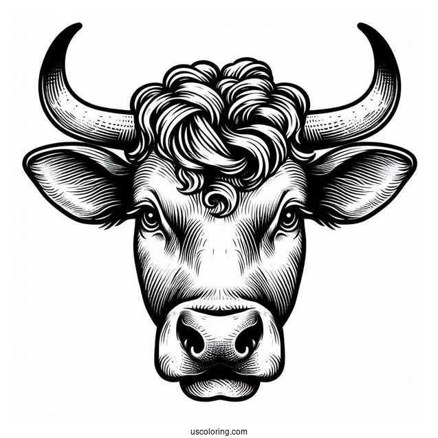 Close Up Of Bull Horns Coloring Sheet