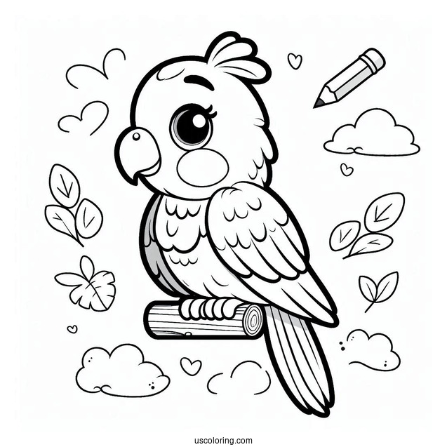 Coloring Sheet Of Cute Parrot For Preschoolers