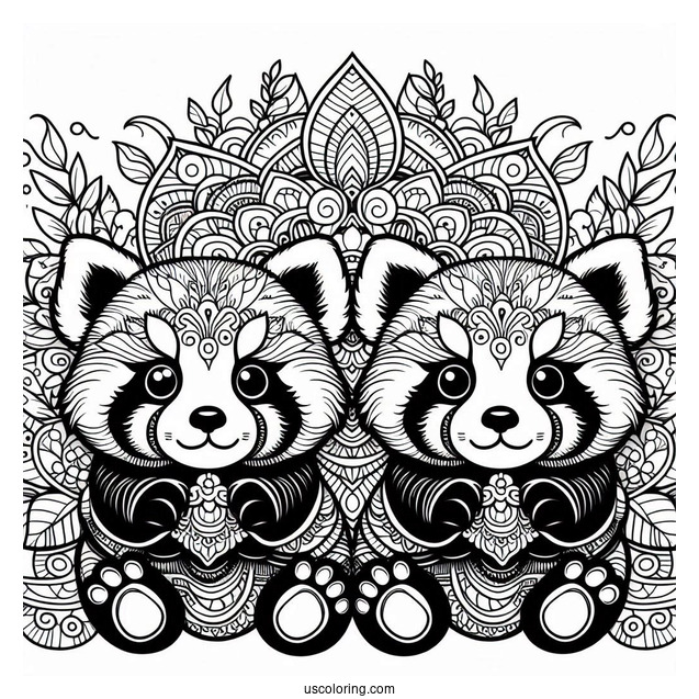 Red Panda Mandala For Adults