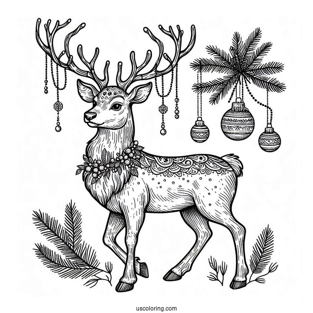 Large Adult Reindeer With Christmas Decorations