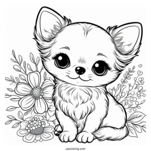 Cute Baby Chihuahua Coloring Page For Preschoolers